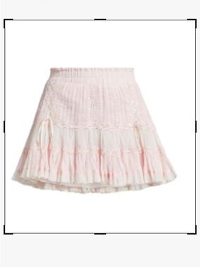 NWT.  Loveshack Fancy XS Women's Pink Tiered Ruffled Skirt